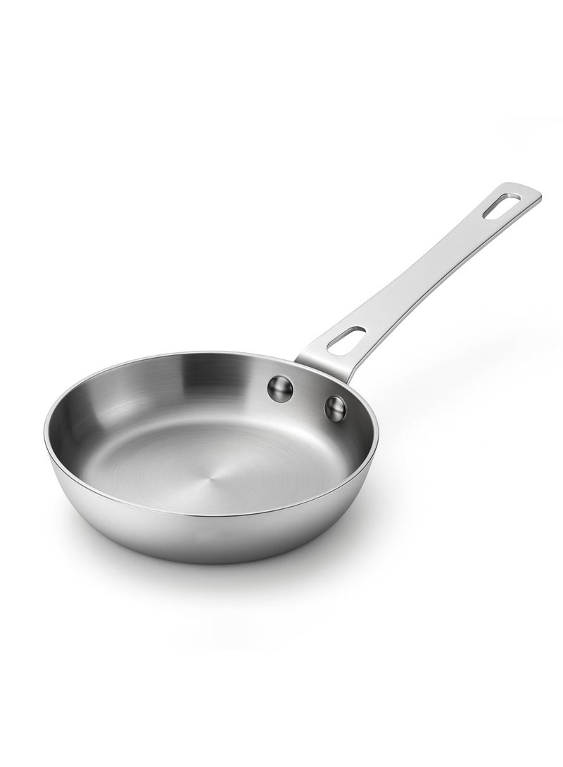 VINOD مقلاة صغيرة من الفولاذ المقاوم للصدأ ثلاثي الطبقات بلاتينيوم - 14 سم، تصميم مدمج، مقلاة متعددة الاستخدامات صديقة للحرارة، مثالية للطهي اليومي، التadka، الشواء، العجة - - Image 1